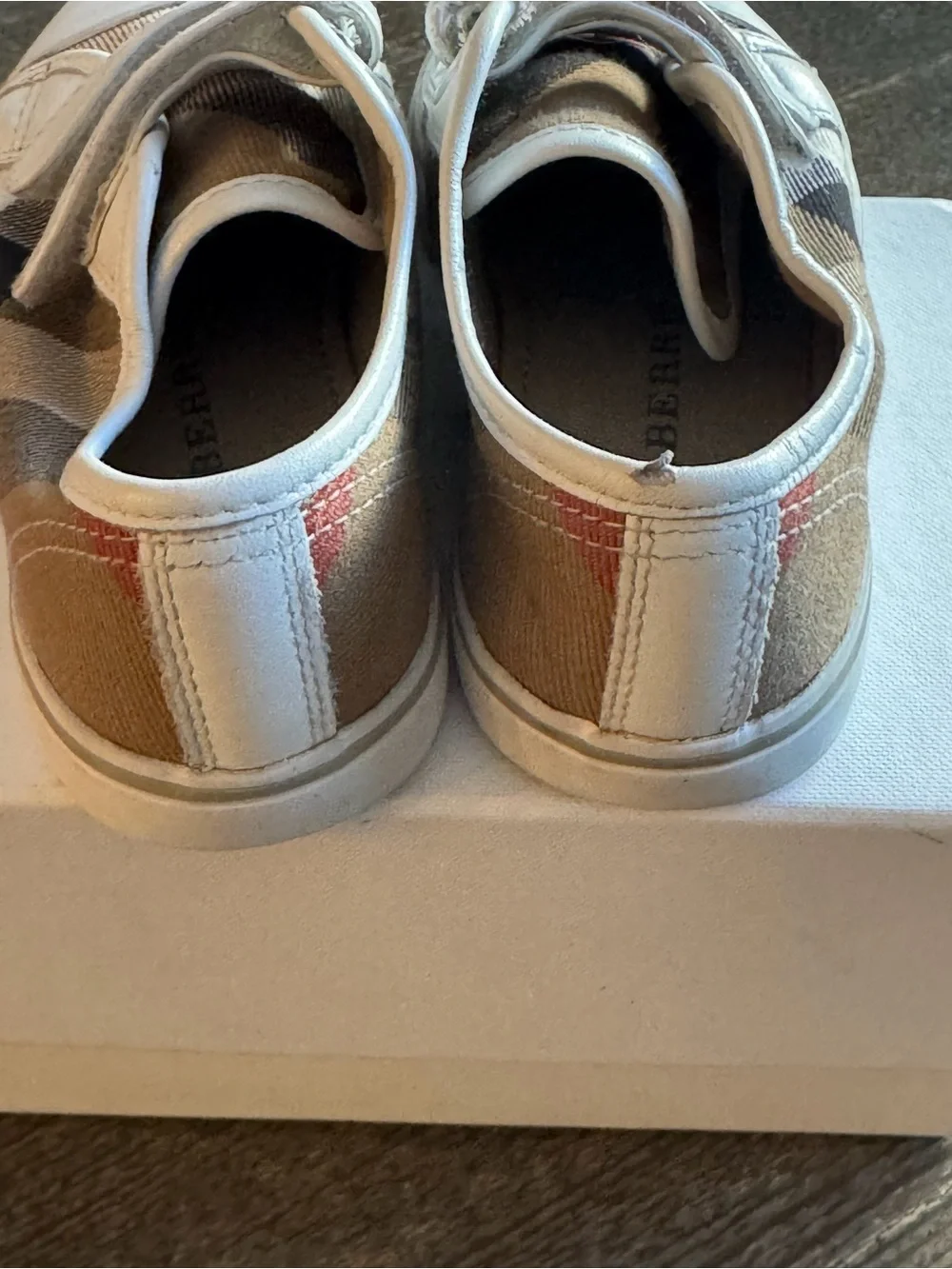 Burberry Check Cotton Sneakers Velcro Sneakers 27